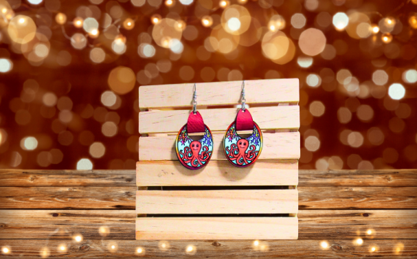 MDF-Boho Oval Shaped Sublimated Earrings 1.5 inch
