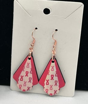 Breast cancer Awareness  Fan Shaped Sublimated Earrings