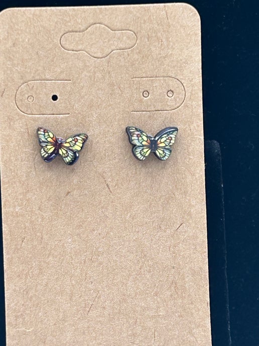 Open Butterfly Shaped Sublimated Stud Earrings