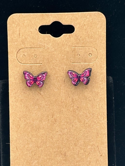 Open Butterfly Shaped Sublimated Stud Earrings