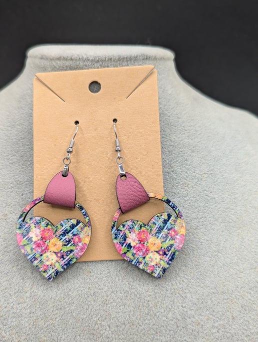 Round  Heart Shaped Sublimated Earring