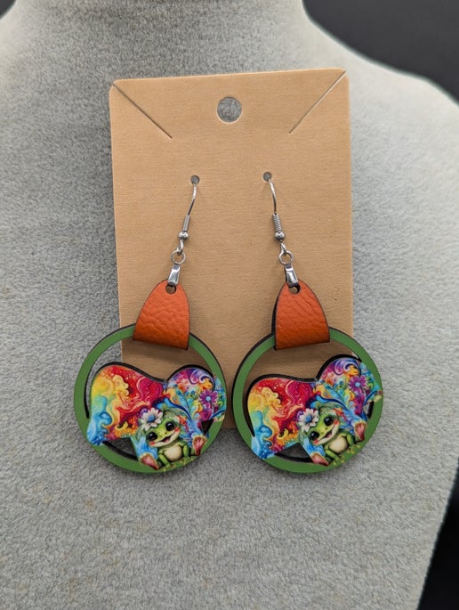 Faux Leather Mushroom Trio Sublimated Earring MDF