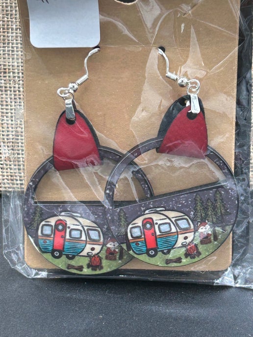 Round Semi Circle Shaped Sublimated Earrings