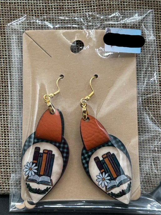 Faux Leather Teardrop Sublimated Earrings