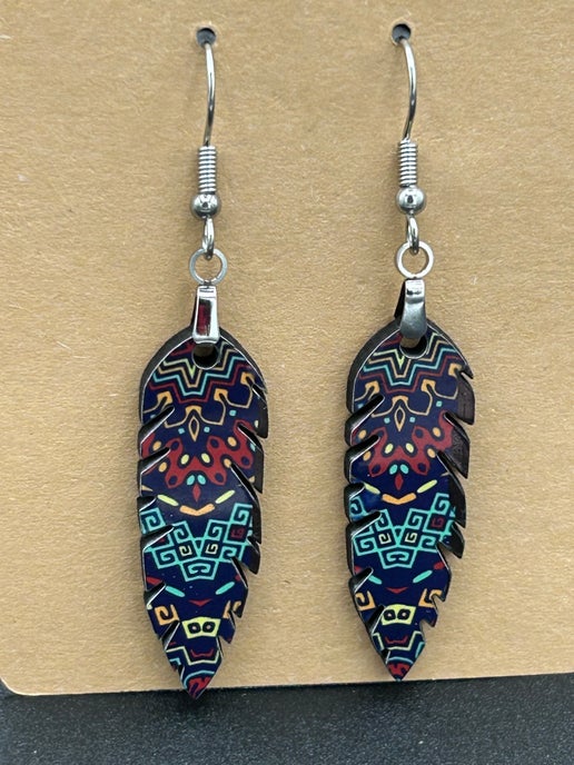 Feather Shaped Sublimated Earrings