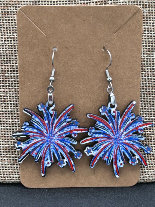 Fireworks Shaped Sublimated Earrings