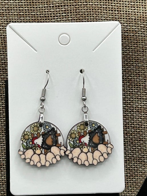 Floral Round Shaped Sublimated Earrings 1 inch