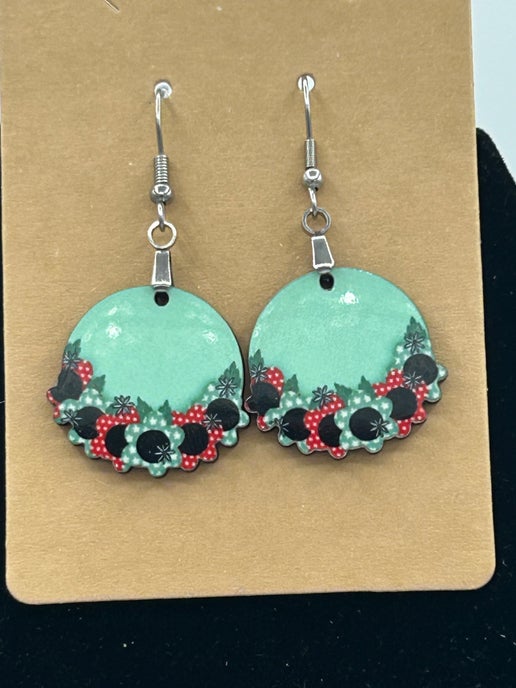 Floral Round Shaped Sublimated Earrings 1 inch