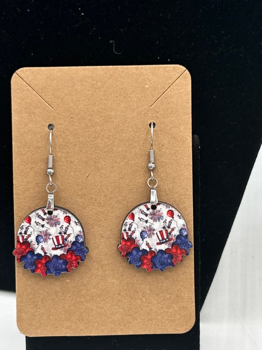 Floral Round Shaped Sublimated Earrings 1 inch
