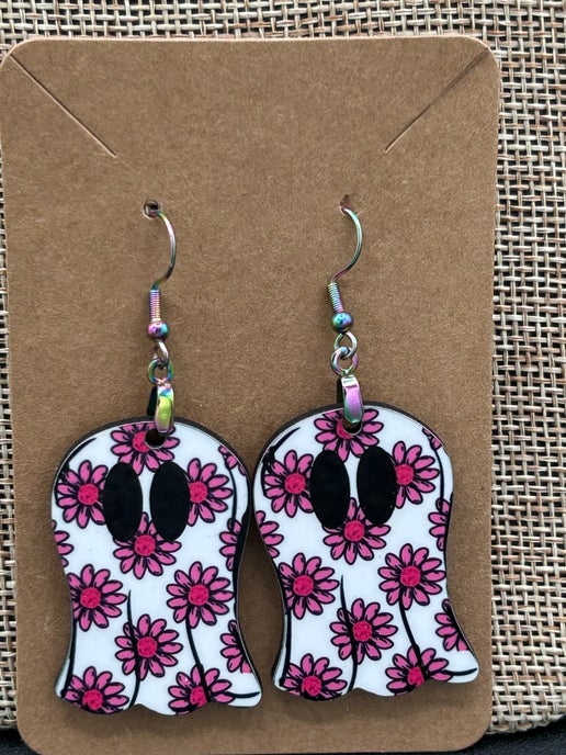 Ghost Shaped Sublimated Earring 1.5 inch