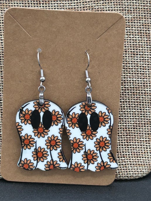 Ghost Shaped Sublimated Earring 1.5 inch