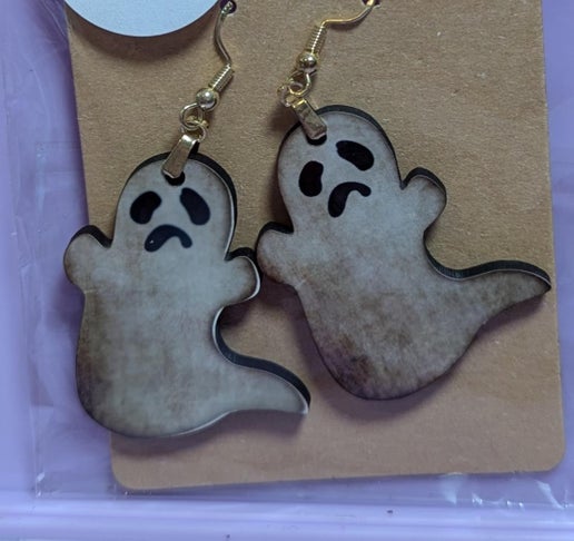 Ghost with Tail Sublimated Earring 1.5 inch