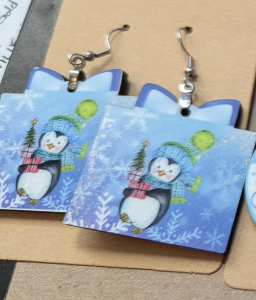 Gift Shaped Sublimated Earrings