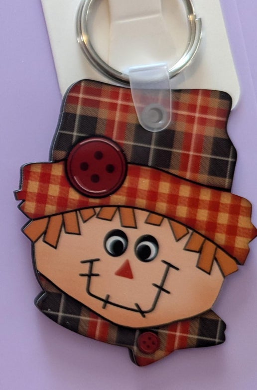 Scarecrow Head Shaped Sublimated Keychain
