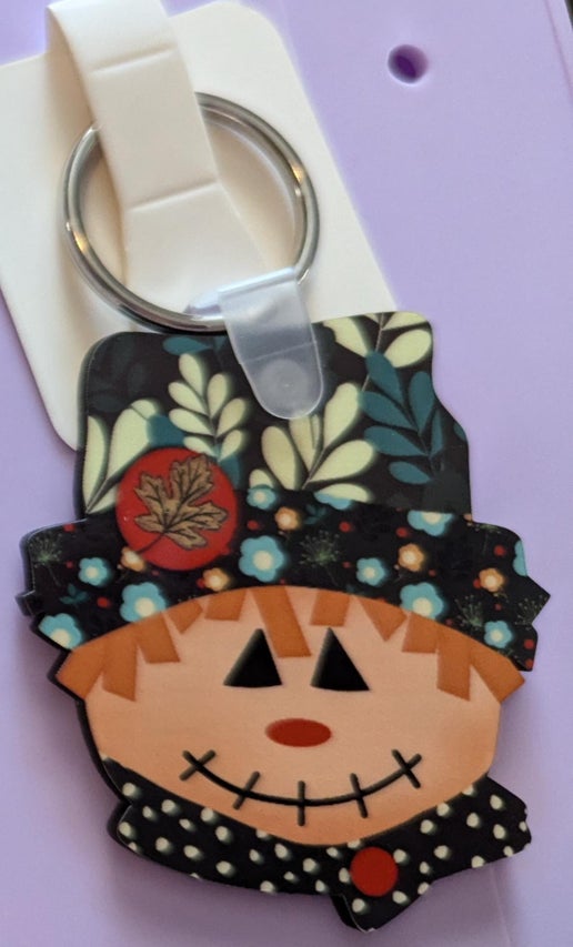 Scarecrow Head Shaped Sublimated Keychain