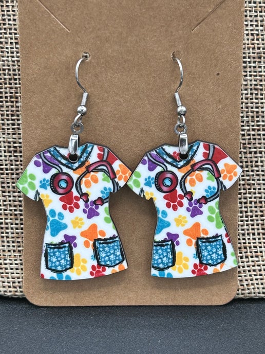Scrub Top Shaped Sublimated Earrings