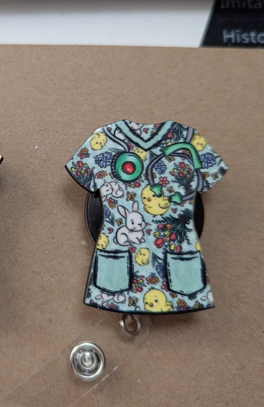 Scrub Top Shaped Sublimated Badge Holder