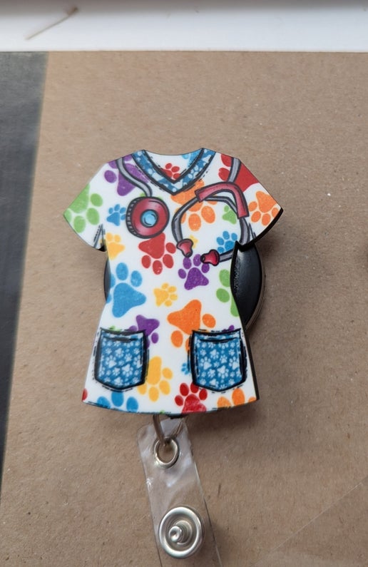 Scrub Top Shaped Sublimated Badge Holder