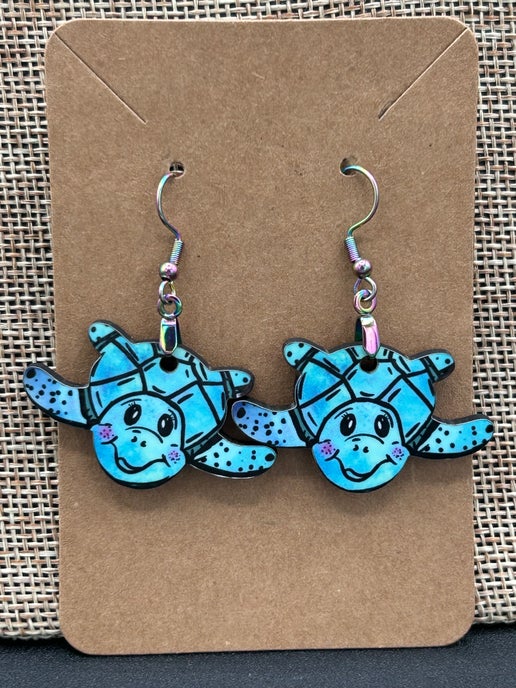 Sea Turtle Shaped Sublimated Earrings