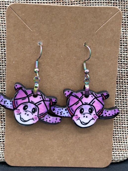 Sea Turtle Shaped Sublimated Earrings