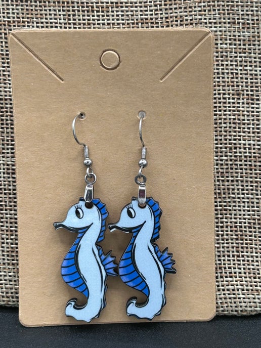 Seahorse Shaped Sublimated Earrings