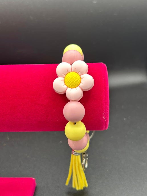 Silicone Bead Wristlet Keychain
