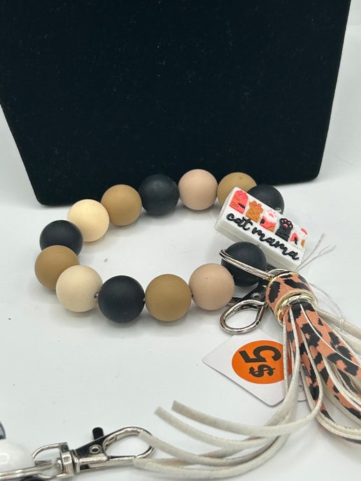 Silicone Bead Wristlet Keychain