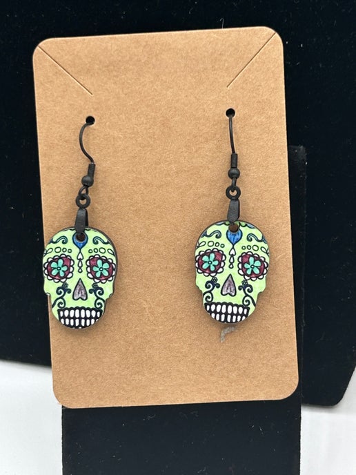 Skull Shaped Sublimated Earrings 1 inch