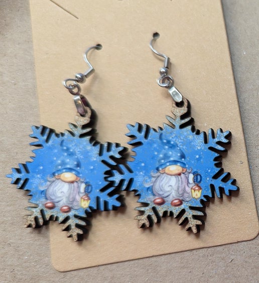 Snowflake Shaped Sublimated Earring 1.5 inch