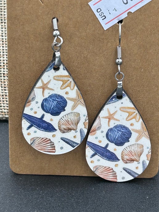Summer Themed Teardrop Shaped Sublimated Earring