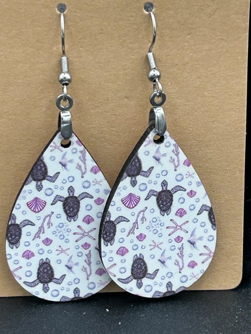 Summer Themed Teardrop Shaped Sublimated Earring