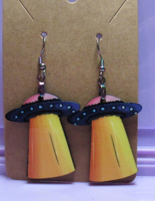 UFO Shaped Sublimated Earrings