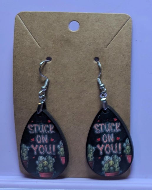 Valentine Themed Teardrop Shaped Sublimated Earring