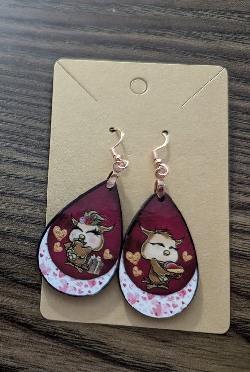Valentine Themed Teardrop Shaped Sublimated Earring