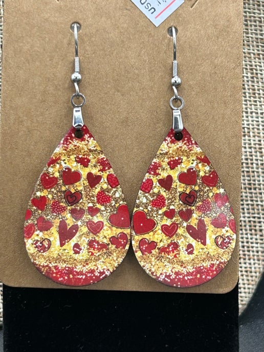 Valentine Themed Teardrop Shaped Sublimated Earring