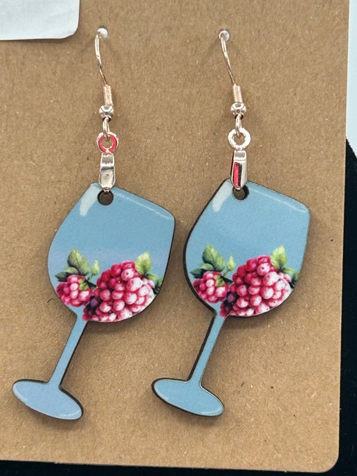 Wine Glass Shaped Sublimated Earrings