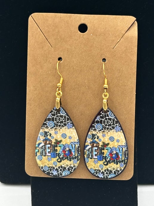 Winter Themed Teardrop Sublimated Earrings