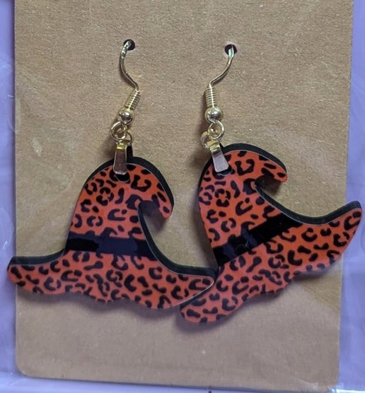 Witch Hat Shaped Sublimated Earrings 1.5 inches