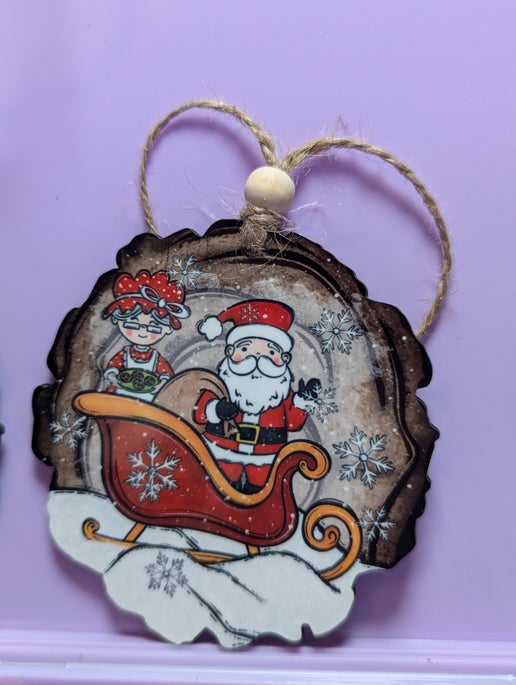 Wooden Slice Slublimated Ornament