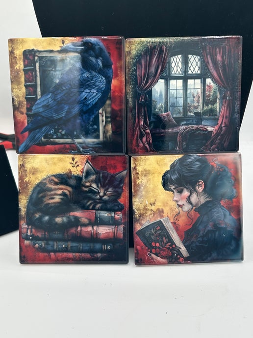 Square Shaped Set of 4 Sublimated Ceramic Coasters