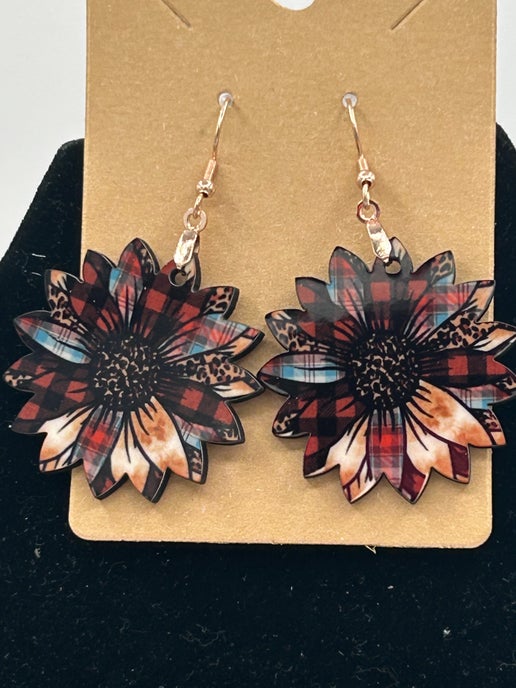 Sunflower Shaped Sublimated Earrings