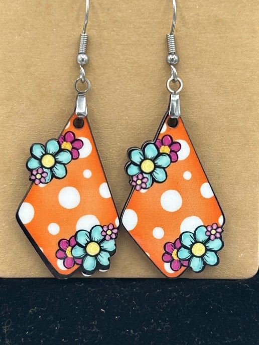 Fancy Flower Shaped Sublimated Earrings