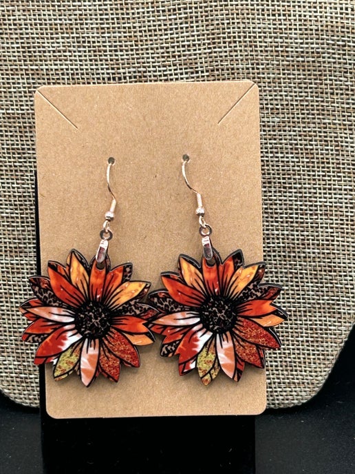 Sunflower Shaped Sublimated Earrings