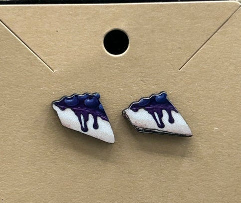 Pie Slice Shaped Sublimated Stud Earrings