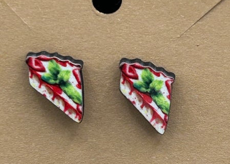 Pie Slice Shaped Sublimated Stud Earrings