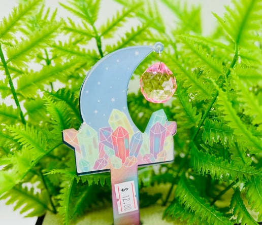 Acrylic Shaped Sublimated Garden Stake with hole and  crystal or Acrylic charm