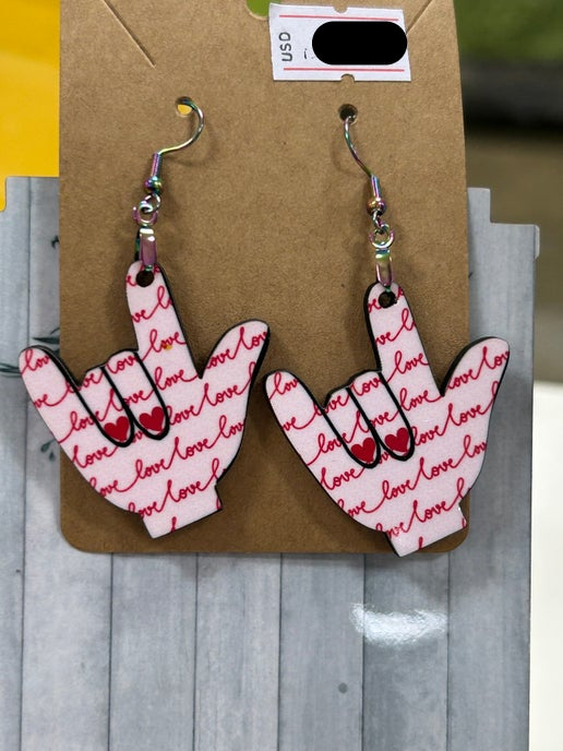 ASL Shaped Sublimated Earring