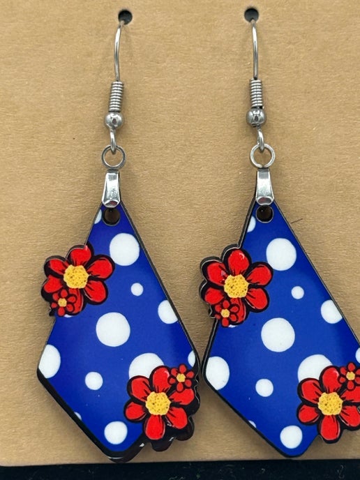 Fancy Flower Shaped Sublimated Earrings