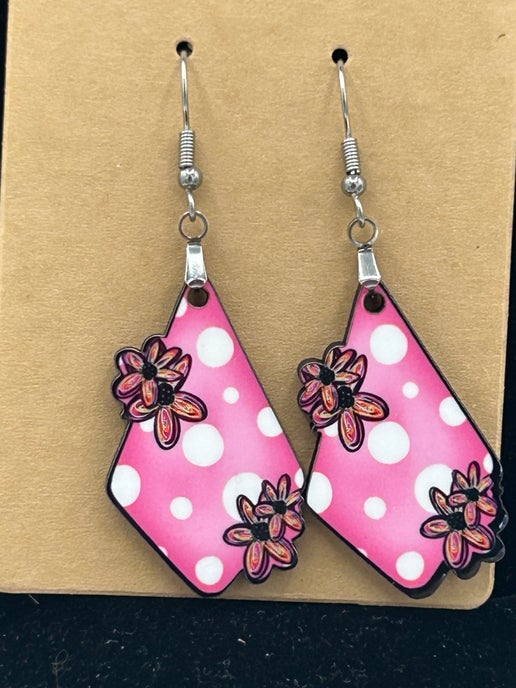 Fancy Flower Shaped Sublimated Earrings