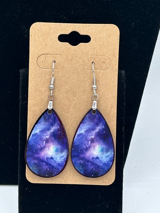 Celestial Themed Sublimated Teardrop Earrings